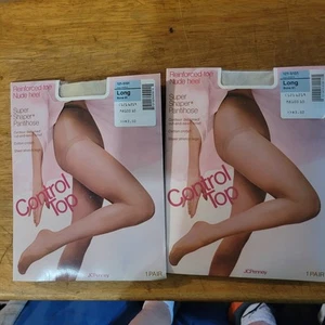 2 JCPenney Super Shaper Control Top Pantyhose Size Long Bone Control Top NWT - Picture 1 of 3