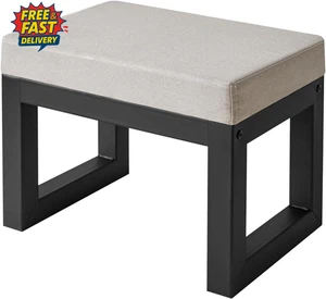 Small Foot Stool with Padded Seat, Pouffe Stool Change Shoe Footrest, Ottoman Fo - Picture 1 of 12