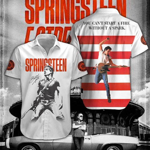 PALM ANGELS Bruce Springsteen abito manica corta camicia hawaiana