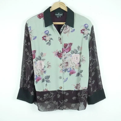 Vintage 4 Top Mixed Media Dark Floral Velvet Sheer Chiffon Whimsigoth Boho Y2K - Image 1 of 4