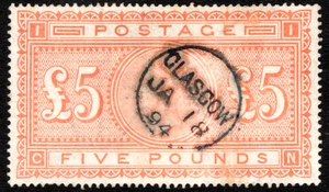 QV FINE USED £5 ORANGE NICE GLASGOW CANCEL. - Picture 1 of 2
