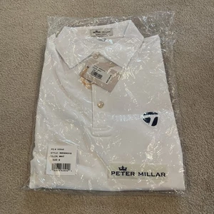 Brand New Peter Millar TaylorMade Solid Performance Jersey Polo White Size Small - Picture 1 of 6