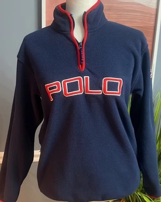 Polo By Ralph Lauren Polar Cuarto Cremallera Pullover Juvenil Talla L Rojo Se Ajusta a Mujer S Foto 1 de 4
