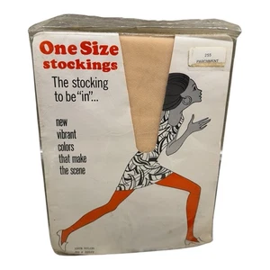 Vintage Mini Look For Short Skirts Stockings OS Parchment Fits 9-11 Seamless - Picture 1 of 2