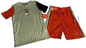NWT Boys Size S 8 Puma Short Outfit Red & Gray - Picture 1 of 3