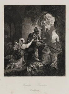 Banditen im Hinterhalt, Stahlstich Romantik Genre 1800-1849 Unbekannt (19.Jhd) - Bild 1 von 5