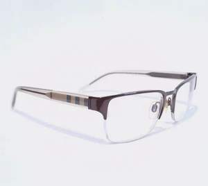 Burberry Eyeglasses Plaid Half Rim Frame B1297 1212 Brown/Clear Italy 54[]18 145 - Picture 1 of 11