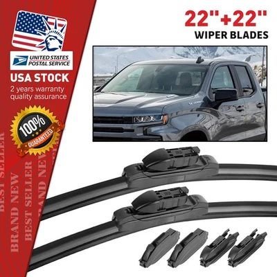 22"&22" Bracketless Windshield Wiper Blades For Ford F-350 Super Duty 2008-2021 - Image 1 of 4