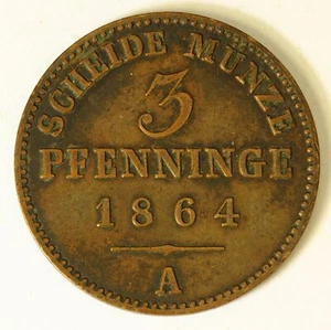 PRUSSIA (German State) 3 Pfennig 1864 A - Copper - Wilhelm I. - VF - 423 - Picture 1 of 2