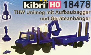 HO KIBRI 18478 THW Unimog Excavator with Trailer and attachments NIB! HO2011 - Picture 1 of 8