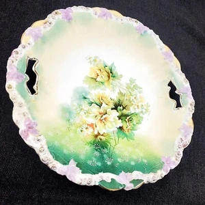 Antique S&T RS German Porcelain Perforated Hand Painted Moriage Accented Plate - Picture 1 of 10