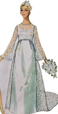 1960s Empire Scoop Neck Kimono Wedding Dress Sewing Pattern Simplicity 6759 - Image 1 of 3