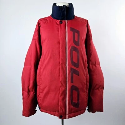 Abrigo chaqueta acolchada vintage años 90 Polo Sport Ralph Lauren logotipo deletreado S rojo Foto 1 de 4