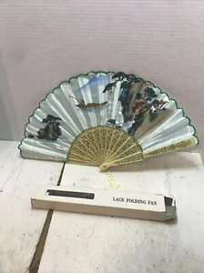 Vintage chinesischer Damen Handfächer mit Box Made in Taiwan Spitze Kunststoff - Bild 1 von 5