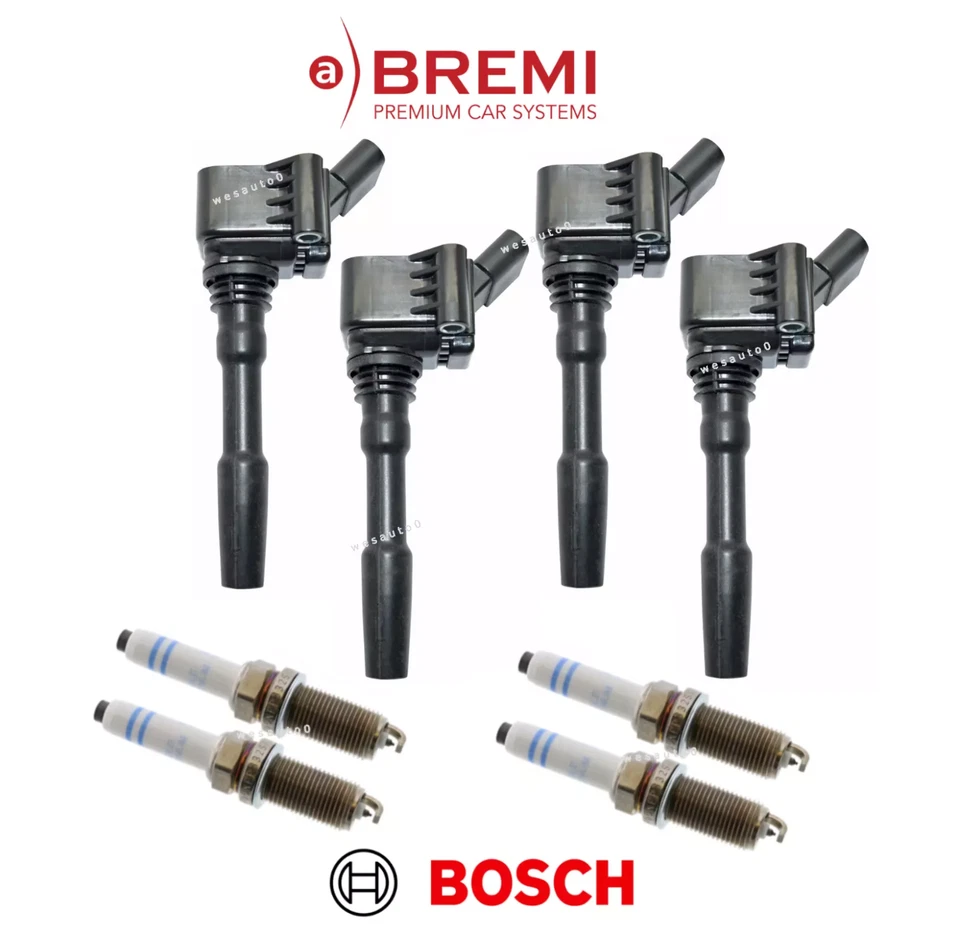Ignition Coil Bremi Spark Plug OE Bosch (4sets) for Audi A5 A6 Quattro Sportback - Image 1 of 1