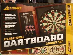 NIB ACCUDART CABINET SET BONUS BASEBALL DART, TWO CHALKBOARDS,BUILT IN DART HOLD - Picture 1 of 15