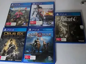 PS4 Game Bundle Fallout 4,Farcry 4,Deus Ex,God Of War,Battlefield 4.5 In Total - Picture 1 of 7