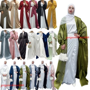 Dubai Open Kimono Abaya Muslim Women Maxi Dress Kaftan Robe Islamic Cardigan - Bild 1 von 113