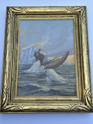 ANTIGUA PINTURA NATIVA AMERICANA OSO INDIO PAUL STRAYER ILLINOISE FAMOSO ÓLEO Foto 1 de 4