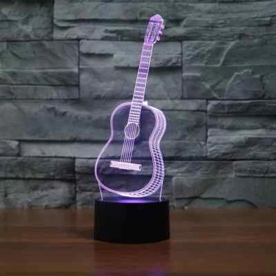 3D Rock & Roll Guitar LED Night Light - 7-Color Changing Table Lamp Music Decor - Image 1 of 4