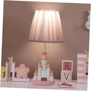 Kids Table Lamp, Adorable 14 Inch Castle Style Kids Desk Lamp, Pink Pink Castle - Picture 1 of 7