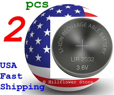 2件装X LIR2032 2032散装3.6伏可充电LIR顶锂电池 — 第 1/4 张图片
