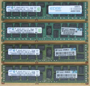 Samsung RAM 16GB (4GB X 4) 2RX4 PC3-10600R-09-10 (11)- E1 (E2)- P1,2 D3 Server - Picture 1 of 4