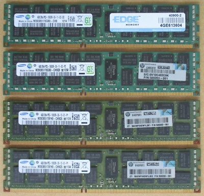 Samsung RAM 16GB (4GB X 4) 2RX4 PC3-10600R-09-10 (11)- E1 (E2)- P1,2 D3 Server - Image 1 of 4