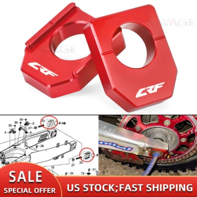 Rear Chain Adjuster Swingarm Sliders For HONDA CRF 250R/RX CRF 450R/X CRF450RX - Image 1 of 4