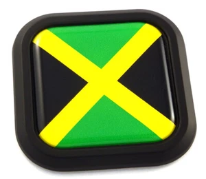 Jamaica Flag Square Black rim Emblem Car 3D Decal Badge Hood Bumper sticker 2" - Foto 1 di 7