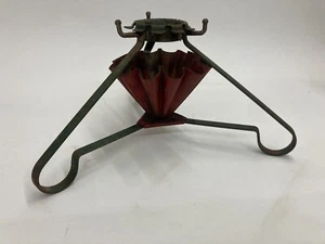Vintage 1950’s Christmas Tree Stand Red Green Metal S-B Mfg Co Milwaukee - Picture 1 of 4