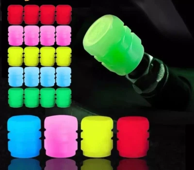 4PCS Fluorescent Car Tire Valve Cap Luminous Bike Tire Valve Stem Caps Universal - Image 1 of 4