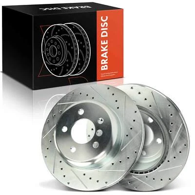 2Pcs Drilled Brake Rotors for BMW 528i 535d xDrive 535i ActiveHybrid 5 Rear Side - Image 1 of 4