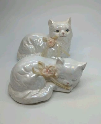 2 винтажные фигурки опалесцирующих кошек Russ  - Изображение 1 из 4