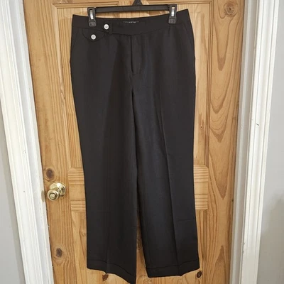 Lauren Ralph Lauren 真丝裤铐黑色 8P 职业经典办公室 — 第 1/4 张图片