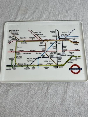 Bandeja vintage de baratija/valet/vanity de melamina LONDON UNDERGROUND mapa Paul Garbutt Foto 1 de 4