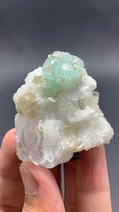 Green Flurite With Combine Quartz Black Tourmaline & white matrix - Picture 1 of 10