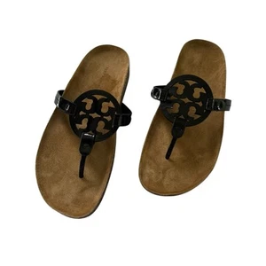 Neu im Karton Tory Burch Miller Cloud Ledersandale schwarz Lack Größe 9,5 - Bild 1 von 6
