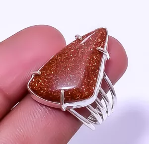Golden Sunstone Gemstone 925 Sterling Silver Handmade Solitaire Ring s.9 R99 - Picture 1 of 2