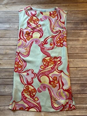 J McLaughlin Small 100% Silk Satin Colorful Shift Pullover Dress Multicolor - Image 1 of 4