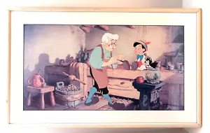 "Walt Disney Pinocchio Geppetto Figaro Cleo groß matt gerahmter Druck 31"" x 19" - Bild 1 von 7