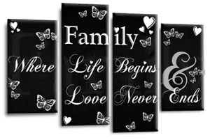 Large Family Love Quote Art Print Black White Framed Split Wall Canvas Picture - Picture 1 of 6