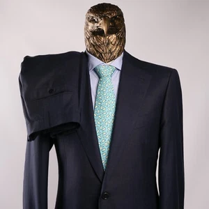 NWT $6850 CESARE ATTOLINI Wool Silk Linen Semi-Lined Suit Blue 40US/50IT LONG - Picture 1 of 24