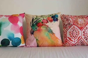 Art Vintage Water Color Rose Set Home Decor Cotton CUSHION COVER PILLOW CASE 18" - Picture 1 of 7