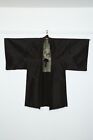 Men's Japanese Kimono Brown Silk Haori with printed lining & himo ties