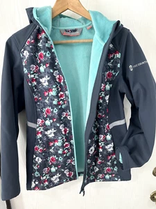 Free Country Girls Softshell Stretch Hoodie Jacket Floral/Navy/Teal Size 14/16 - Picture 1 of 5