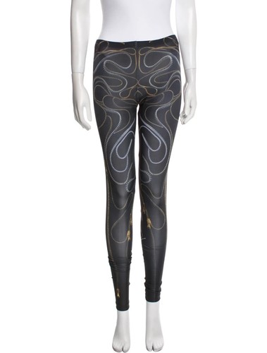 Pantaloni McQ Alexander McQueen stampati gamba skinny donna neri medi vita media