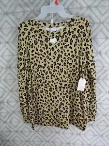 New Time and Tru Maternity Sweatshirt Size S 4 6 Leopard Print Balloon Sleeve - Picture 1 of 5