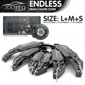 6 Pcs Black Metal 3D ENDLESS Universal Style Brake Caliper Covers L+M+S LW03 - Bild 1 von 10
