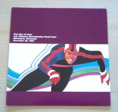 Sc. UXC21 Olympics Speedskating Airmail Postal Card Ceremony Program FDC - 1983 - Image 1 of 2